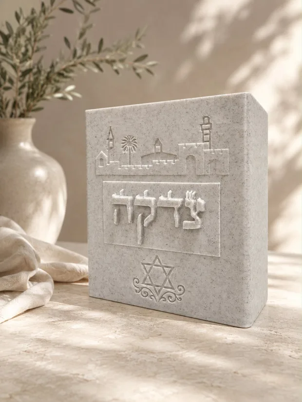שלט צדקה ירושלים, יצוקה בעבודת יד